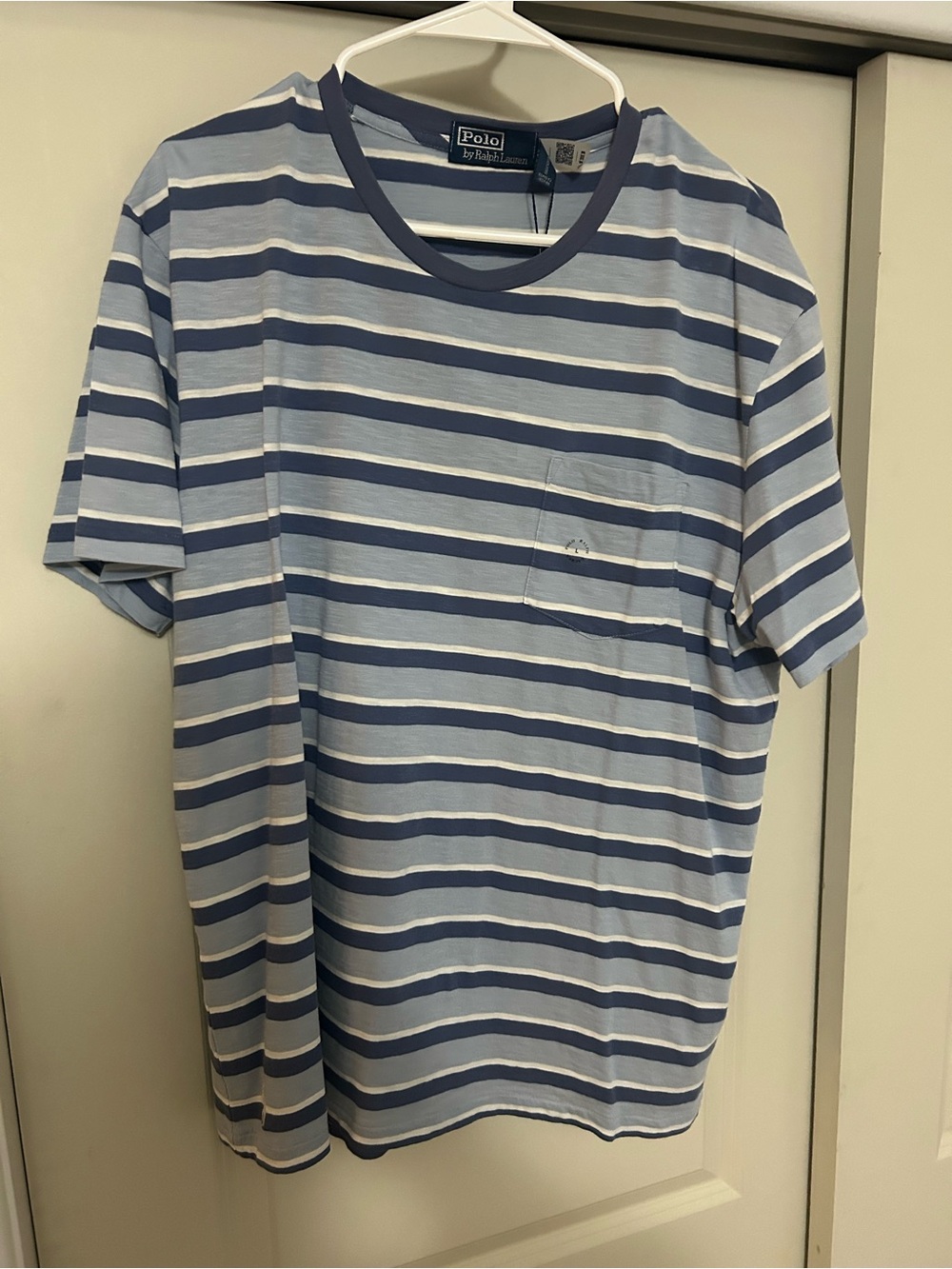 Ralph Lauren Light Blue & White Striped Short Sleeve Tee